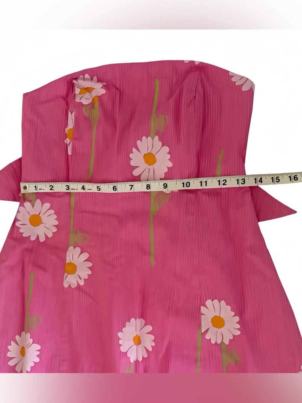 Vintage Lilly Pulitzer Strapless Pink Floral Dress Empire Waist Daisy 90s Y2K 6 - Picture 9 of 12
